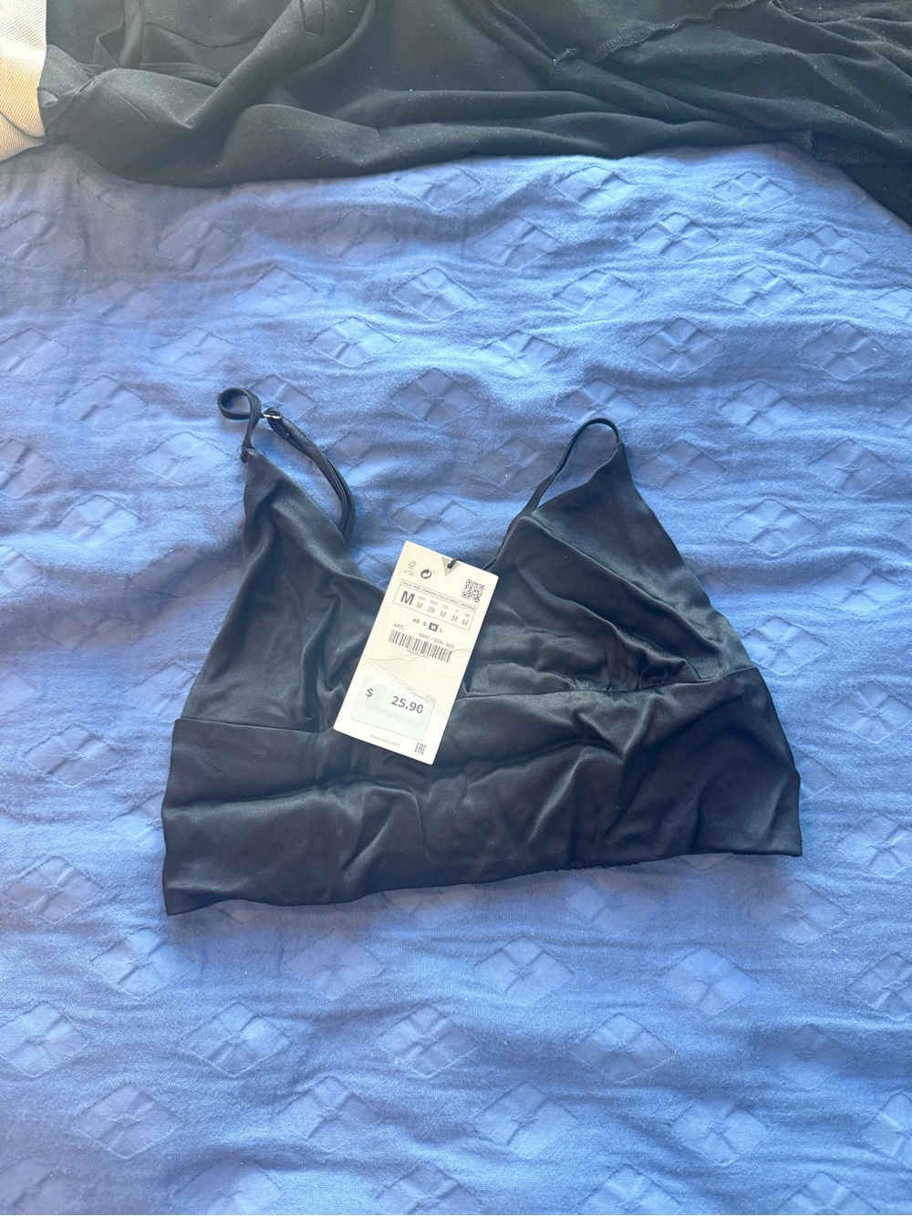 Zara Black Satin Triangle Bralette
